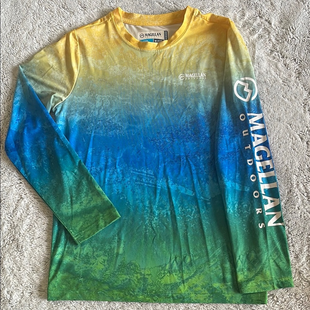 Magellan Outdoors Colorful Long Sleeve Shirt  SZ M 10-12  fishing